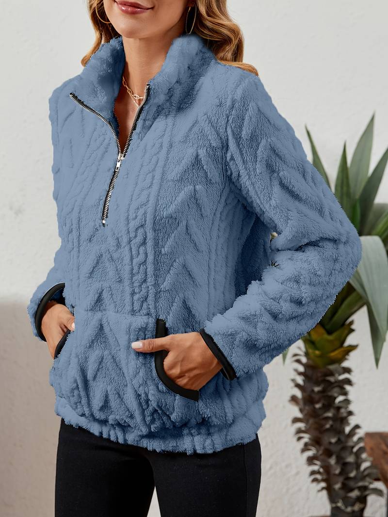 Naama - Jersey Elegante Con Medio Cremallera y Bolsillo