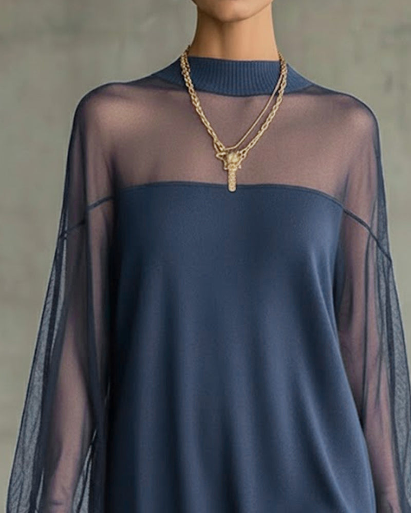 Yenaya - Vestido mini de Punto con Mangas Lantern