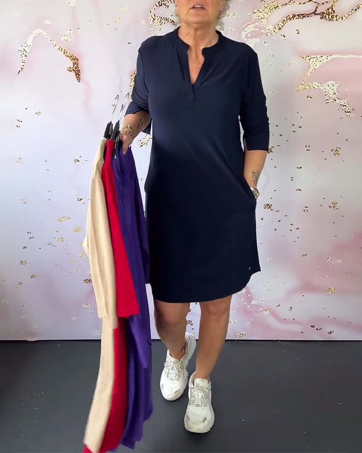 Kelsea - Vestido Midi con Cuello en V
