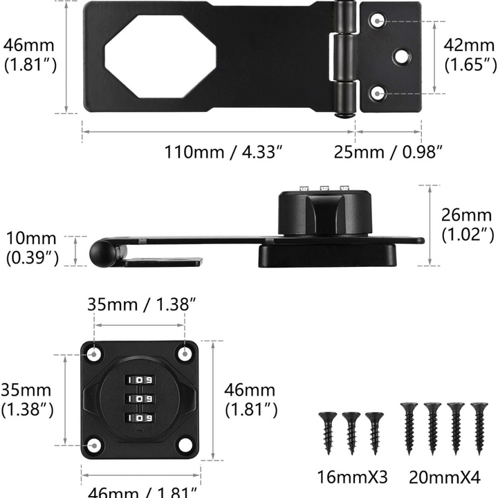 SafeKey - Cerradura De Pestillo Con Contraseña Para Armarios