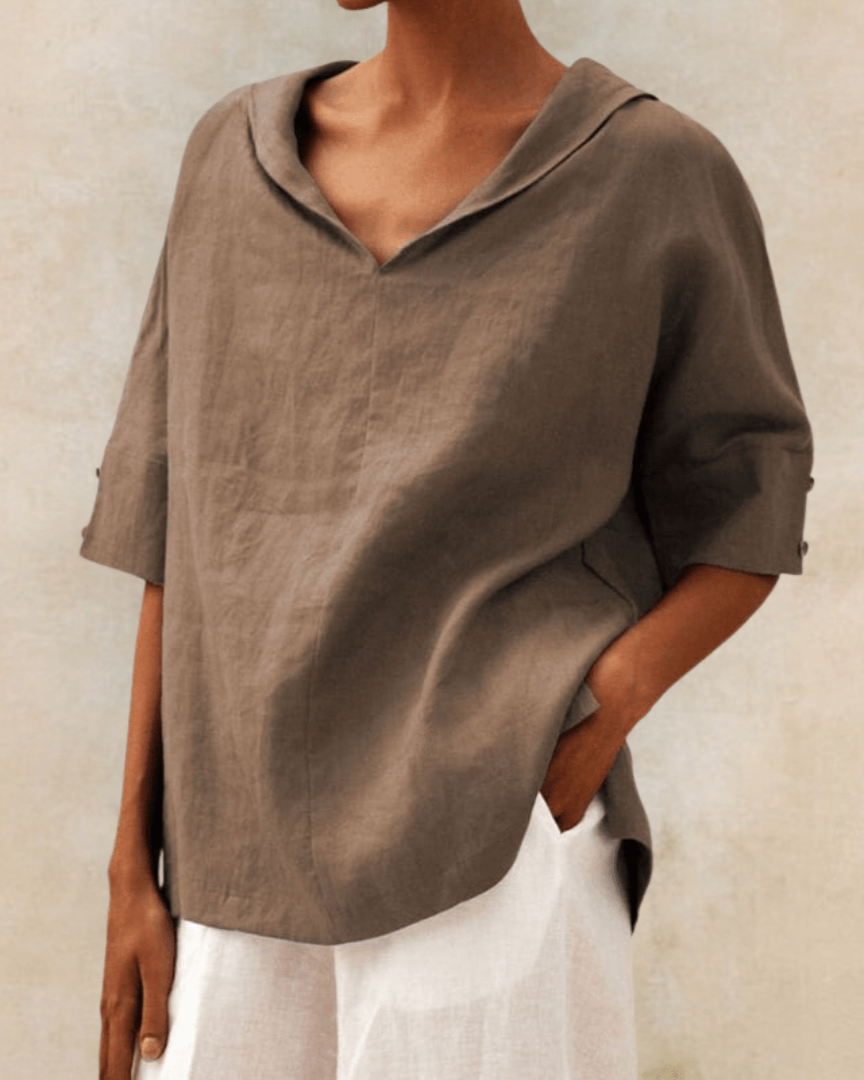 Marsica - Blusa De Lino Vaporosa Con Corte Holgado