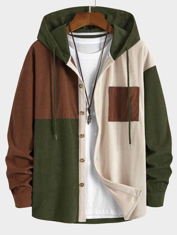 Elonzo - Camisa Con Capucha De Pana Con Bloques De Color