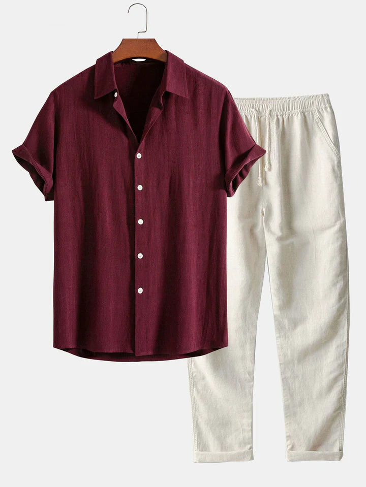 Booker - Camisa De Mezcla De Lino Con Pantalón Recto