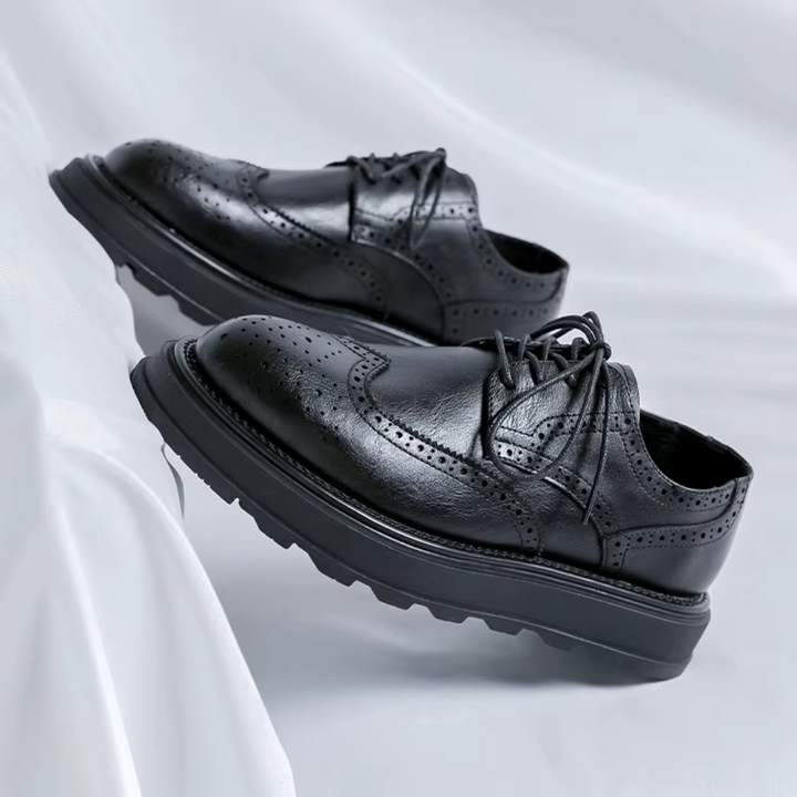 Alehan - Zapatos Derby De Cuero Con Suela Dentada