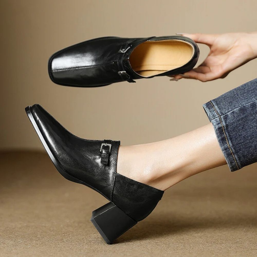 Misha - Elegantes Mocasines De Cuero Con Tacón