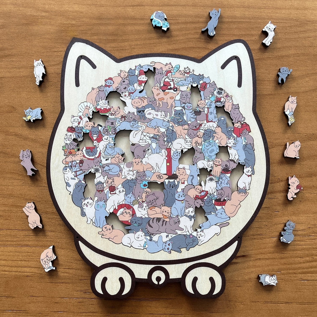 KittyCluster - Rompecabezas De Madera Con Forma De Gato De 135 Piezas