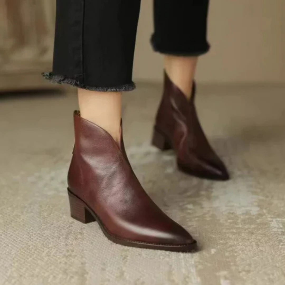 Zabrina - Botines De Cuero Con Punta Afilada