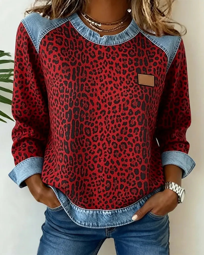Krassimira - Top De Manga Larga Con Estampado De Leopardo