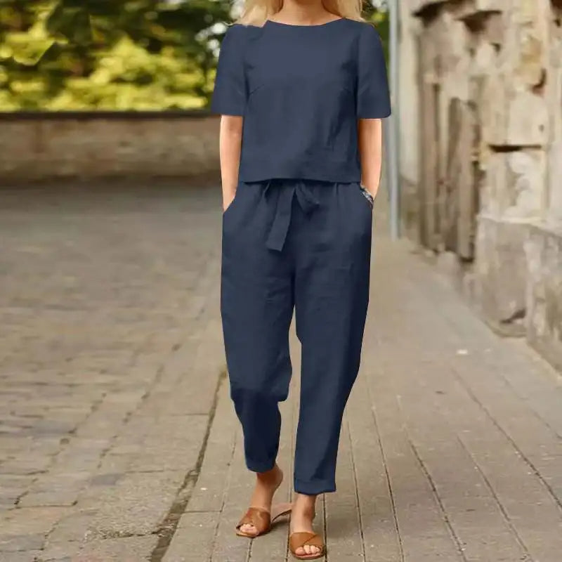 Kiyomi - Conjuntos de Pantalón y Blusa de Manga Corta