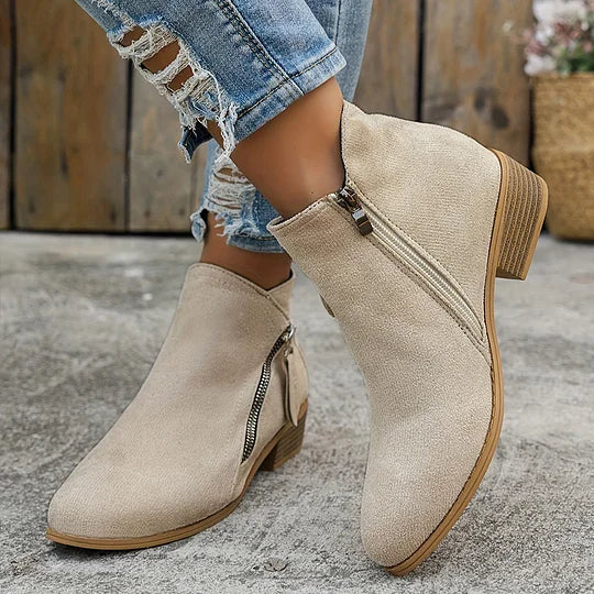 Farah - Botines Ortopédicos De Cuero Con Cremallera