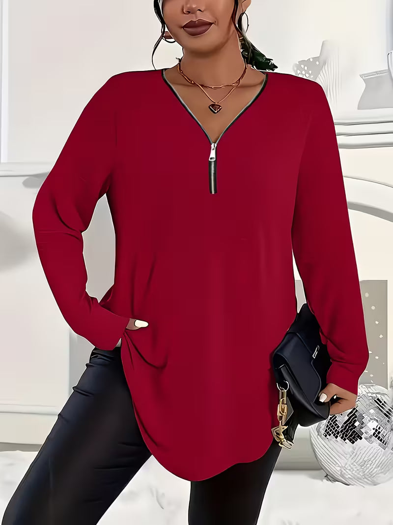 Liorah - Elegante Camisa de Manga Larga Con Cremallera