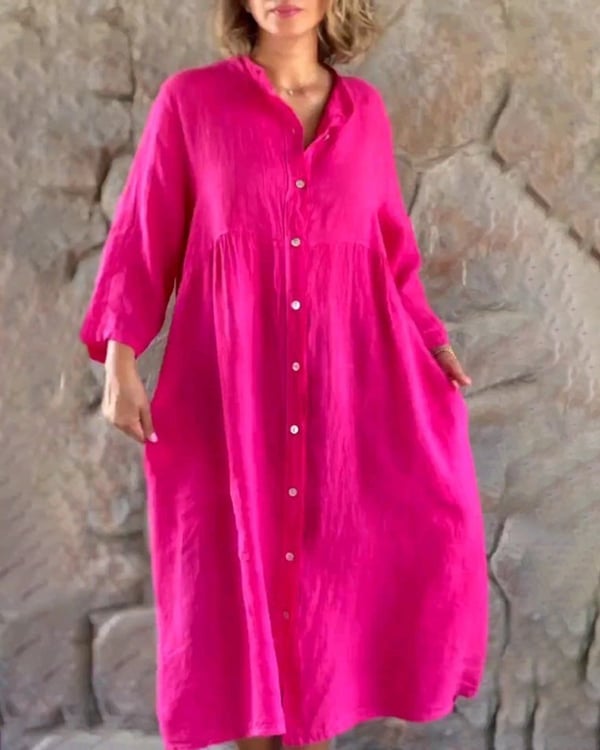 Nikita - Vestido Camisero Holgado de Algodón y Lino