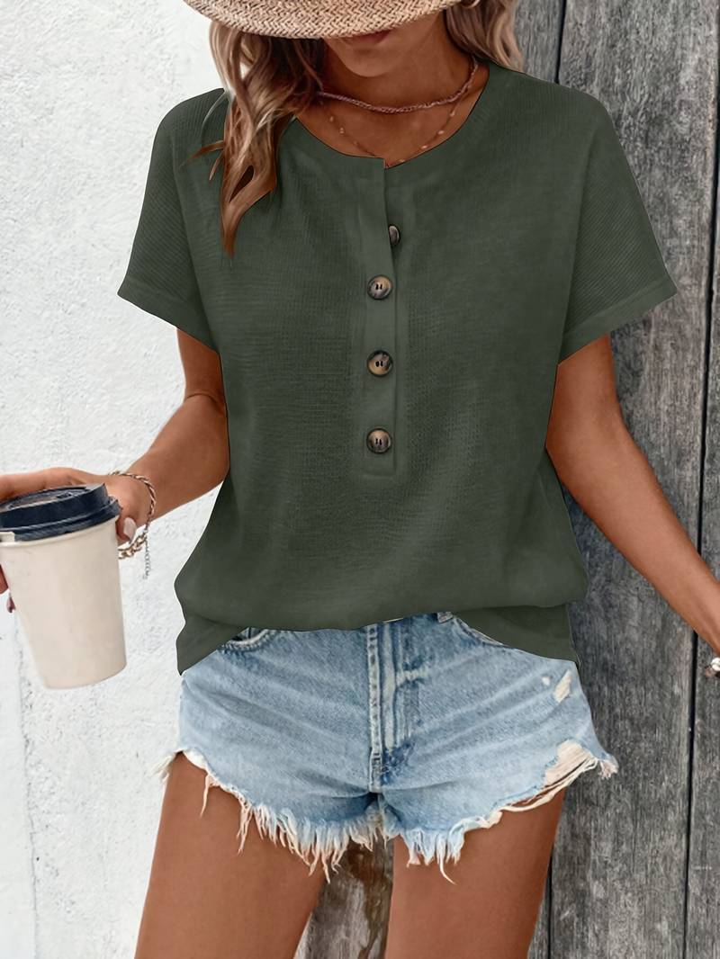 Marylou - Camiseta Informal De Manga Corta Y Cuello Redondo