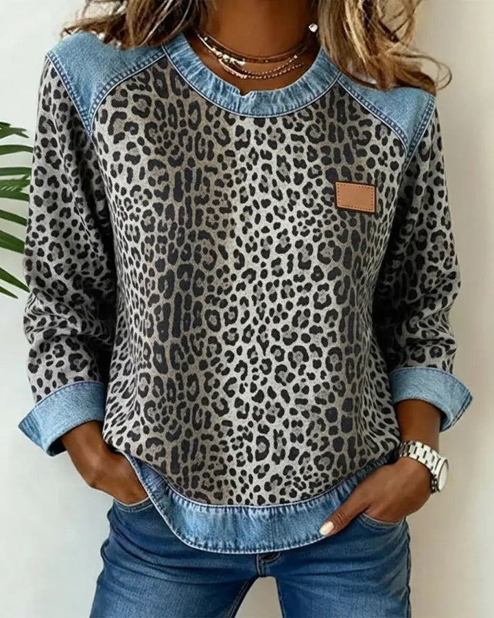 Krassimira - Top De Manga Larga Con Estampado De Leopardo