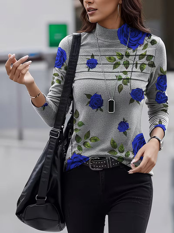 Zinie - Top De Cuello Alto Con Estampado Floral