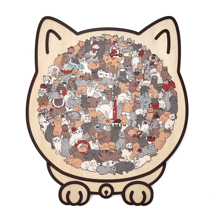 KittyCluster - Rompecabezas De Madera Con Forma De Gato De 135 Piezas