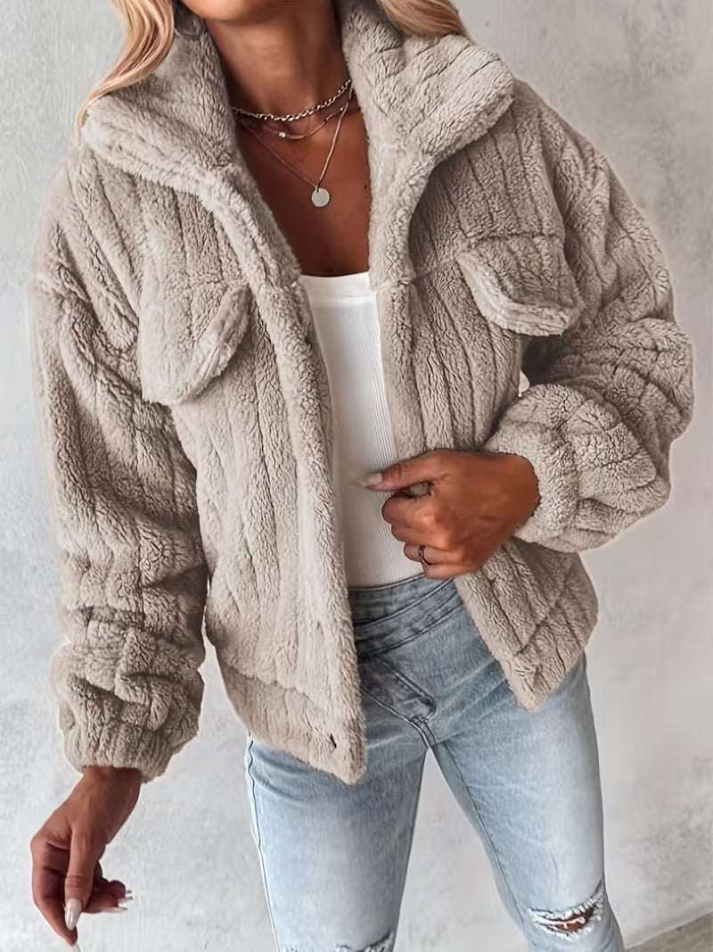 Libila - Chaqueta De Piel Sintética Con Bolsillos