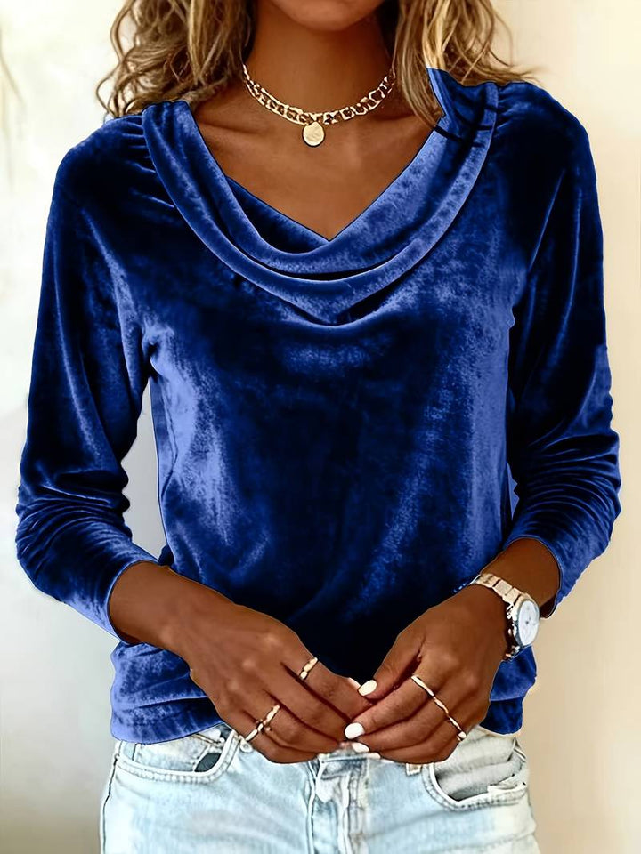 Ghania - Camiseta Informal De Manga Larga Con Cuello en V