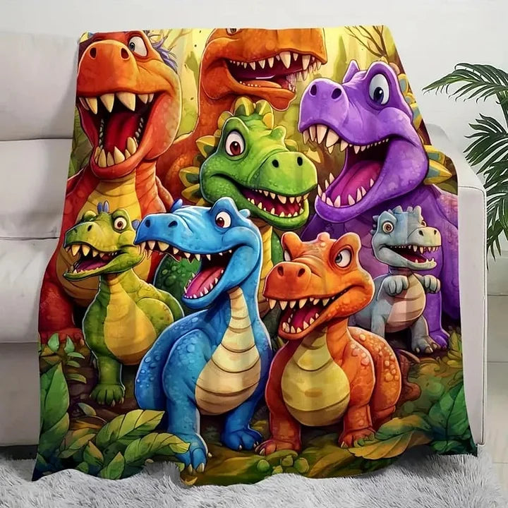 DinoSnuggle – Weiche Lustige Kuscheldecke mit Dinosauriern, HD-Digitaldruck