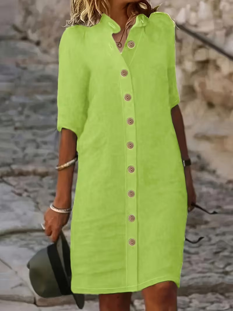 Keiniza - Vestido Camisero De Manga Corta