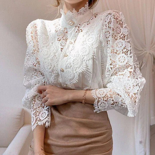Naina - Camisa De Manga Larga Con Encaje Y Acoplamiento