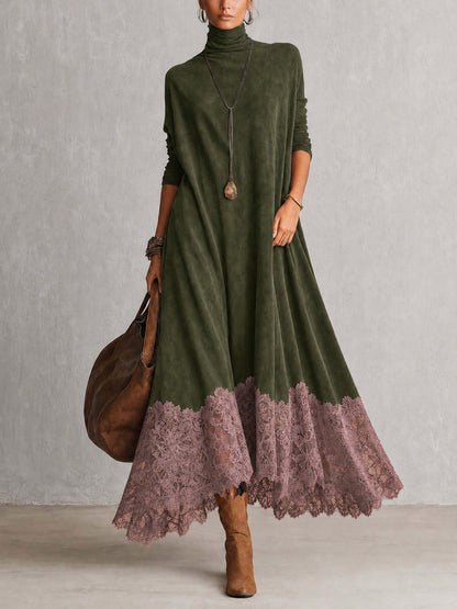 Albria - Vestido Largo de Manga Larga con Estilo Vintage
