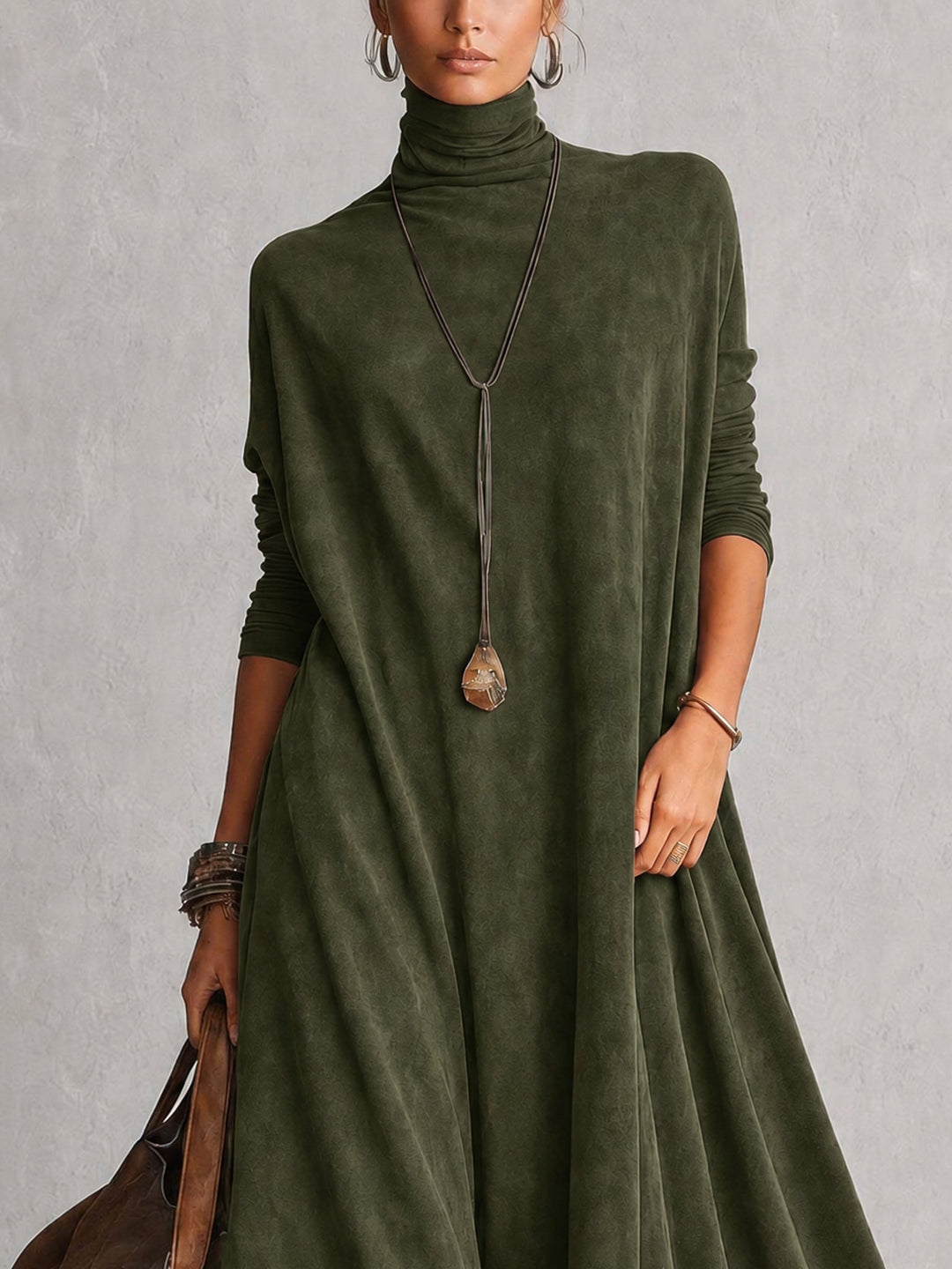 Albria - Vestido Largo de Manga Larga con Estilo Vintage