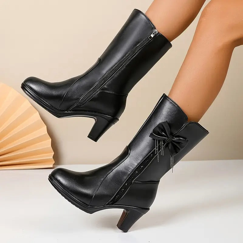 Nuccia - Botas Vintage De Cuero Con Lazo