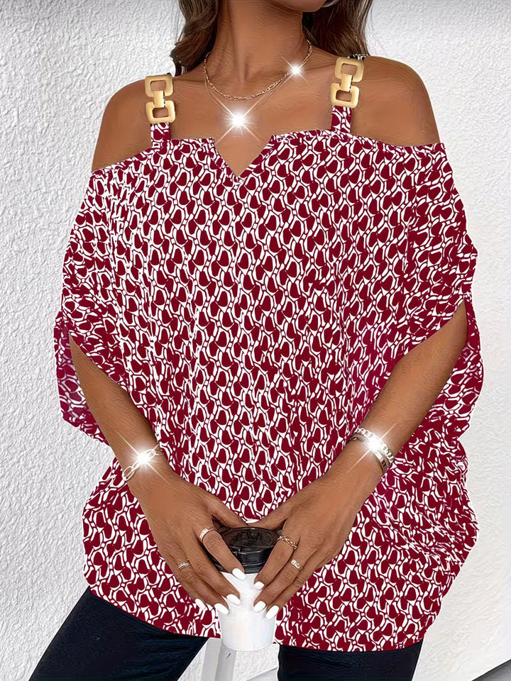 Shae - Top Informal Con Estampado y Hombros Al Aire