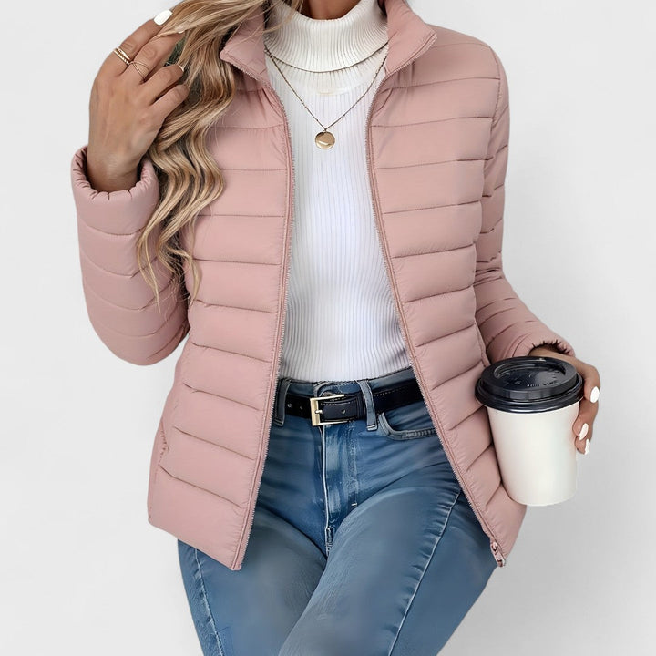 Simone - Elegante Chaqueta Larga Con Cuello