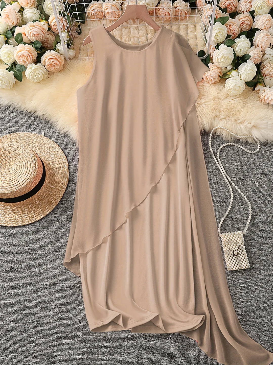 Maren - Elegante Vestido Midi Con Mangas Sin Mangas