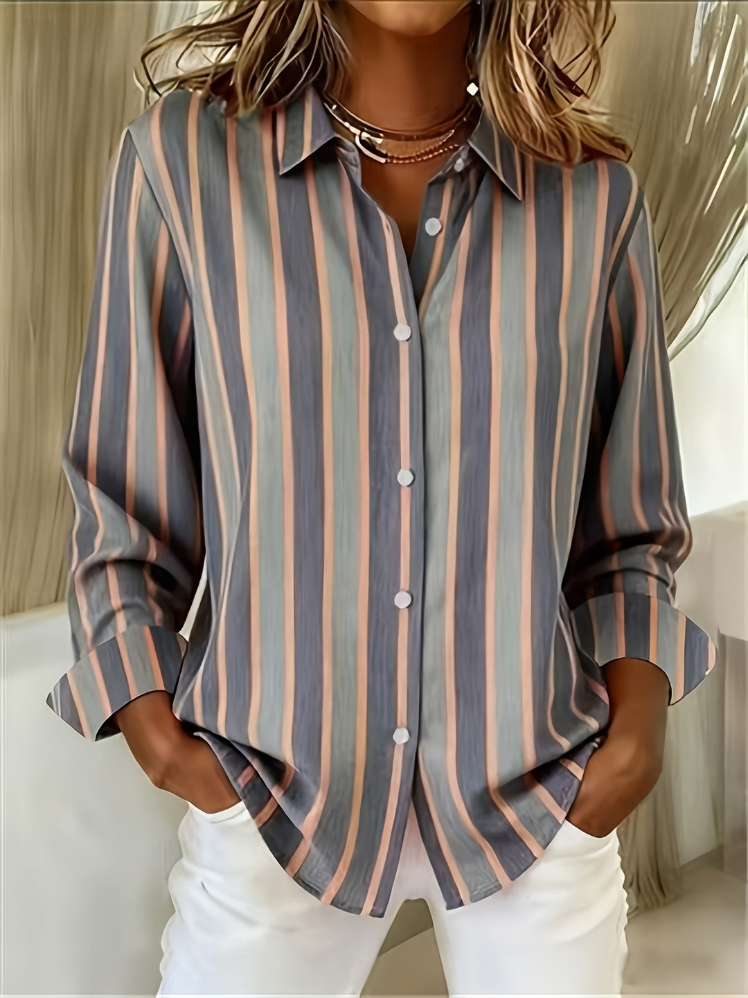 Chamique - Camisa De Manga Larga Con Botones
