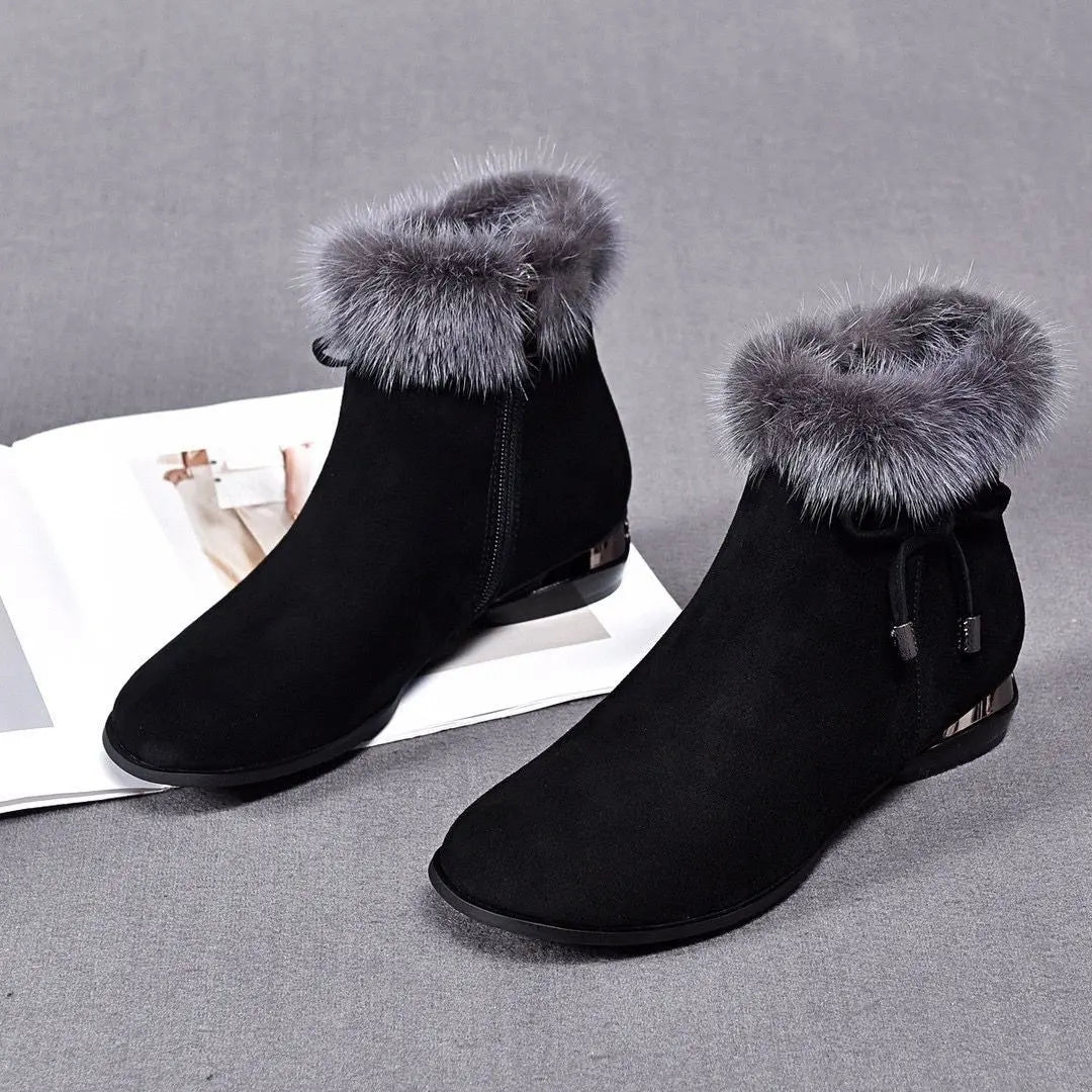 Cassily - Botines Con Ribete De Piel