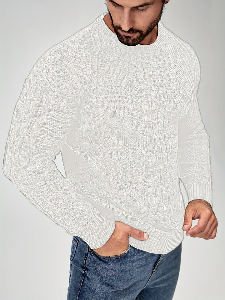 Eiduks - Jersey Clásico de Cuello Redondo Con Punto Trenzado