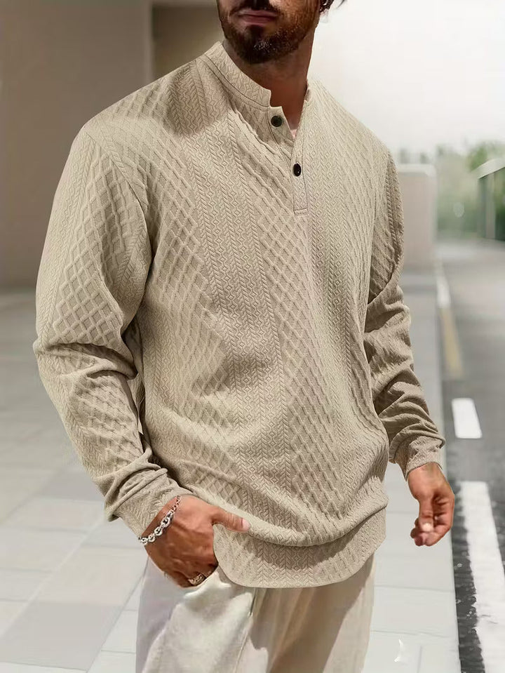 Mathew – Jersey Henley De Manga Larga Con Diseño Geométrico De Punto