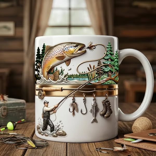 TackleMug - Taza de Café con Motivos de Pesca