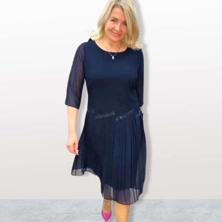 Kiernan - Elegante Vestido Midi Con Cuello Redondo
