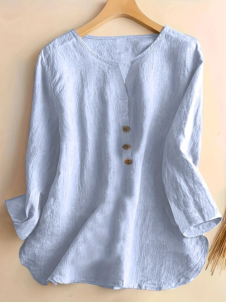 Mykaela - Blusa Informal De Algodón Y Lino