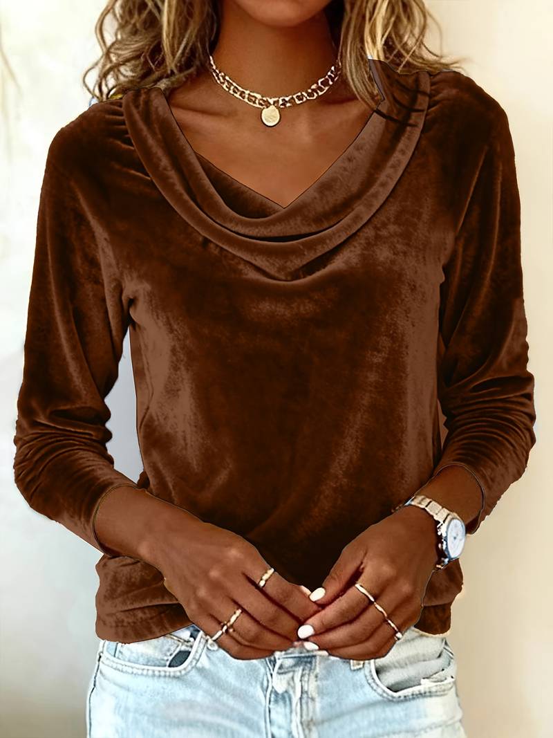 Ghania - Camiseta Informal De Manga Larga Con Cuello en V