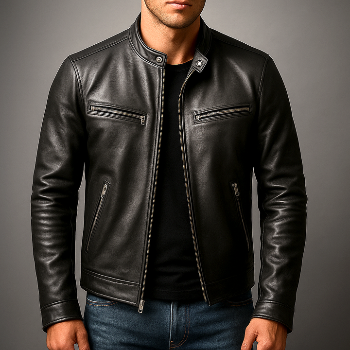 Jaromir - Chaqueta Vntage De Cuero Con Cremallera