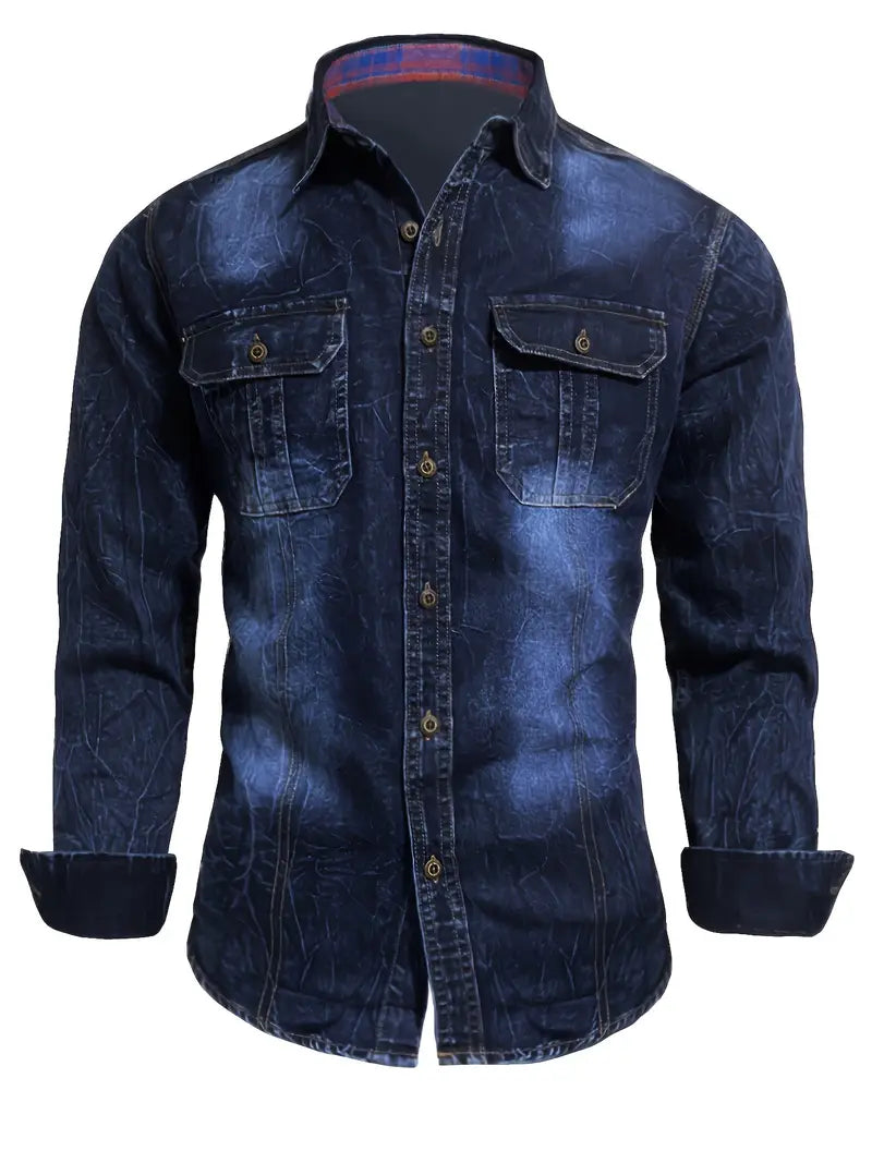 Angelo - Camisa Vaquera Con Bolsillos Delanteros Con Botones