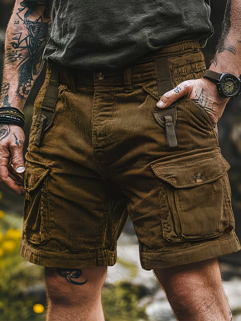 Jorit - Pantalones Cortos Carga De Pana Con Tejido 3D