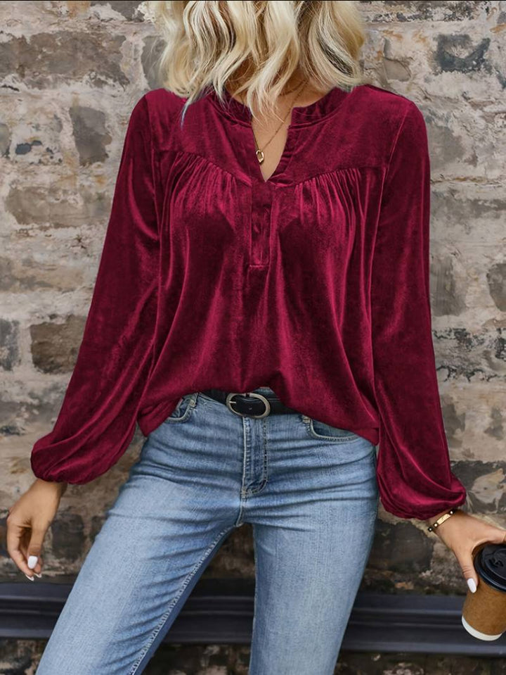 Lihi - Camiseta Cómoda de Manga Larga y Cuello en V
