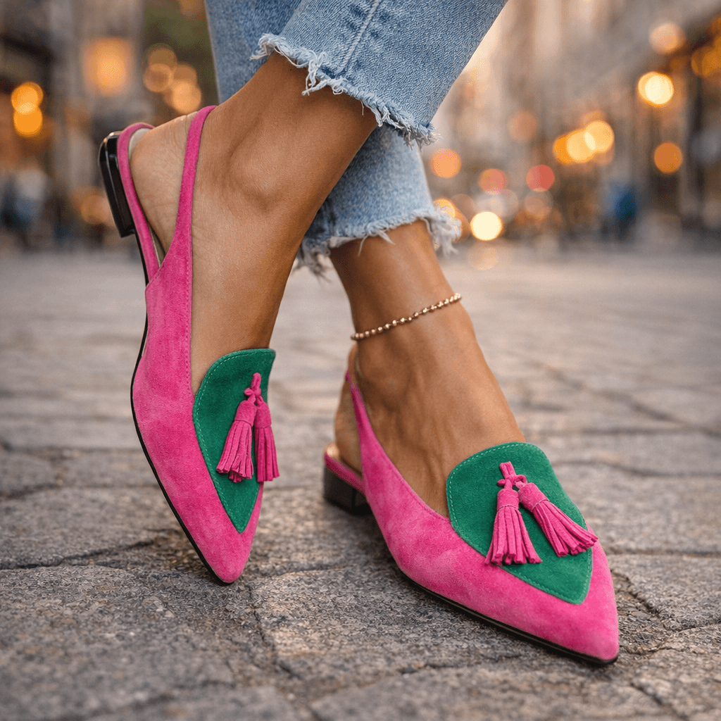 Eveliina - Bailarinas de Punta con Tiras Traseras y Borlas