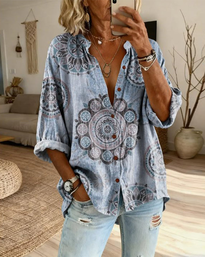 Nirita - Camiseta De Manga Larga Con Estampado De Mandala