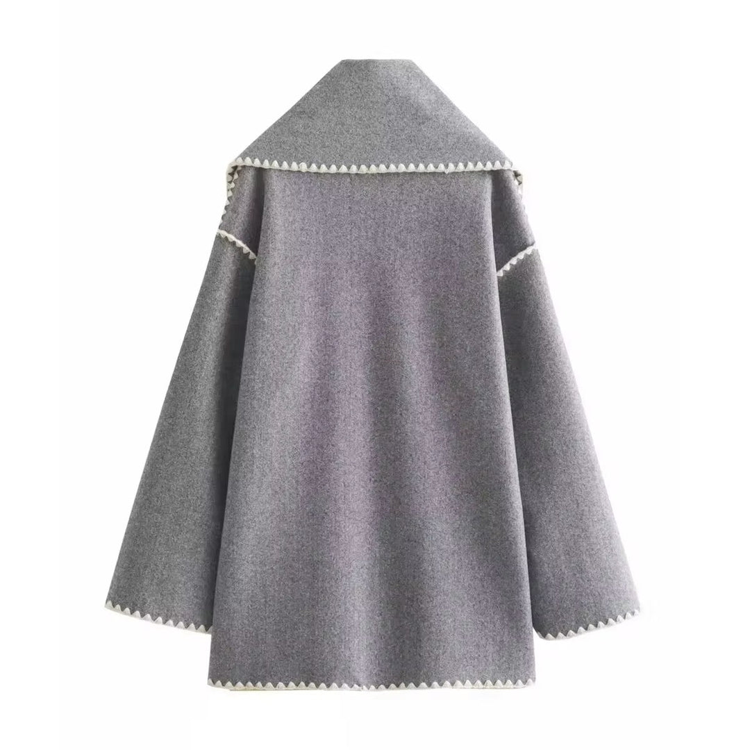 Synia - Abrigo Con Flecos Bordados Y Bufanda a Juego