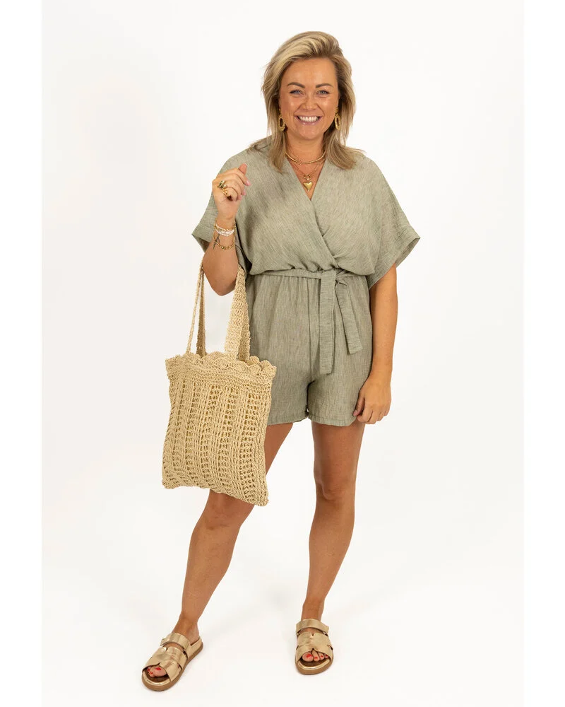 Lerusik - Playsuit De Lino De Manga Corta