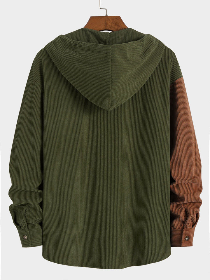 Elonzo - Camisa Con Capucha De Pana Con Bloques De Color