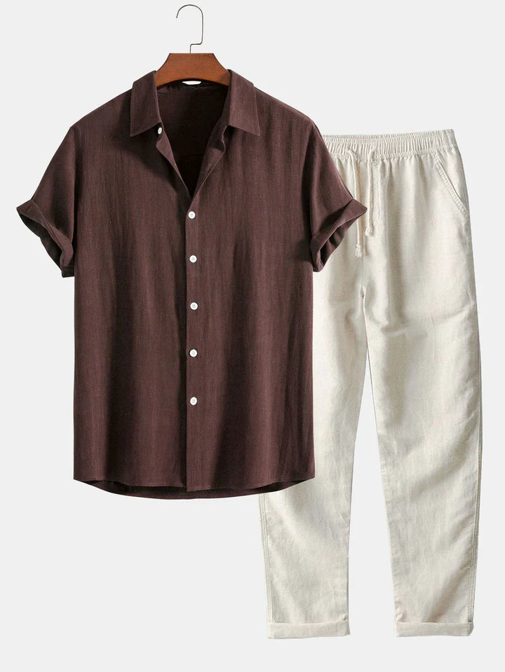 Booker - Camisa De Mezcla De Lino Con Pantalón Recto