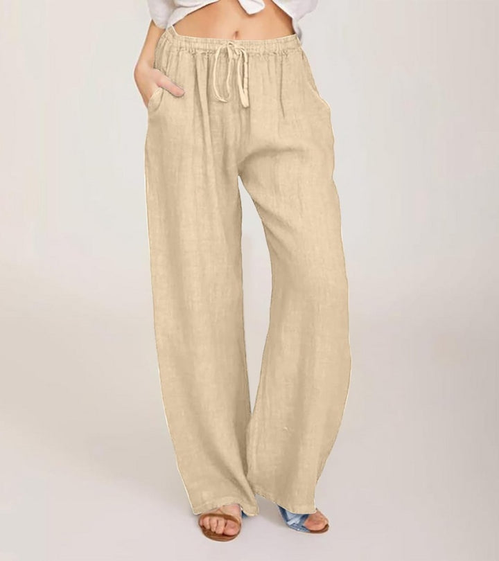 Maialen - Pantalones Anchos De Lino Para Verano